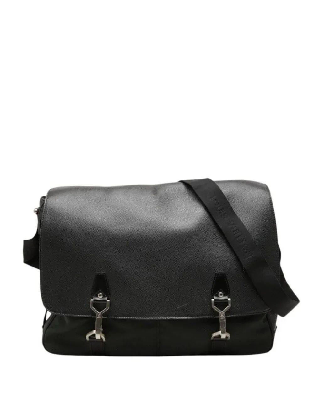 Louis Vuitton Taiga Delsu Crossbody Shoulder Bag Ardoise Black Leather Nylon